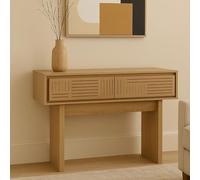 Console HWC-O31, Table pour téléphone, Table d'appoint, Table de Rangement, tiroir, mélamine 86 x 110 x 41 cm - Orme Naturel