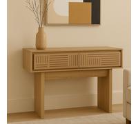 Console HWC-O31, Table pour téléphone, Table d'appoint, Table de Rangement, tiroir, mélamine 86 x 110 x 41 cm - Orme Naturel