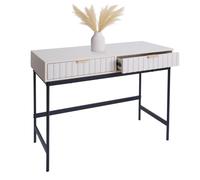 Console Hwc-O41, Table Pour Téléphone, Table D'appoint, Tiroir Industriel En Mélamine 85x100x40cm Aspect Bois Blanc Blanc