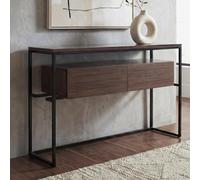 Console Hwc-P46, Table Pour Téléphone, Table D'appoint, Table De Rangement, Tiroir, Métal, Mdf, Mélamine, 80 X 120 X 40 Cm Marron Marron