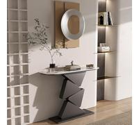 Console italienne de luxe en dalle de pierre - Résistante aux rayures et aux taches, design géométrique ultra-fin et adaptée au contact alimentaire, idéale pour une entrée.(Black,120cm/47.2in)