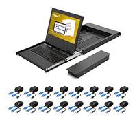 Console KVM LCD 17,3" HDMI 16 ports, montage en rack Yinker 1U 19", clavier moniteur tactile tiroir intégré + câble 1920 x 1080