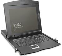 Console KVM LCD HD modulaire DIGITUS avec TFT 19", connexion KVM VGA 16 ports, touchpad, disposition du clavier US
