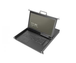 Console KVM modulaire 17'' HD LCD TFT, 8 ports VGA, pavé tactile, clavier GE, noir