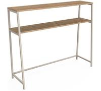 Console Ludwig - Métal beige et effet chêne - 2 étagères - 100x80x30cm - Box and beyond