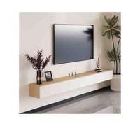 Console Média Centre de divertissement flottant moderne, meuble TV flottant mural avec tiroirs, armoire de rangement flottante minimaliste for sous les téléviseurs Centre de divertissement(Blanc,220x2