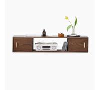 Console Média Centre de divertissement TV flottant en bois for la maison, meuble TV flottant mural moderne avec étagère de rangement ouverte et portes coulissantes Centre de divertissement(Walnut,160x