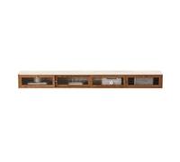 Console Média Étagère TV flottante ultra fine à fixation murale, meuble TV mural moderne en bois, console multimédia for centre de divertissement, meuble TV avec armoire de rangement et portes en verr