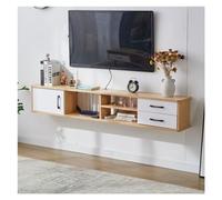 Console Média Étagères TV de salon, meuble TV flottant mural, console multimédia de divertissement, grand meuble de rangement for le bureau et la maison Centre de divertissement(White+Nature,150*24*28