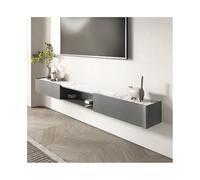 Console Média Meuble TV flottant avec 2 tiroirs, meuble TV mural, étagères flottantes en ardoise, console multimédia de divertissement moderne for le salon Centre de divertissement(Grigio,200x30x23cm)