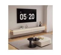 Console Média Meuble TV flottant avec éclairage à induction tactile, console TV murale minimaliste for salon, comptoir en verre trempé et grand espace de rangement Centre de divertissement(180cm)