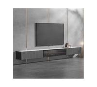 Console Média Meuble TV Flottant, Meuble TV Mural Flottant en Ardoise for sous Les téléviseurs, Console multimédia de Luxe Moderne de 94,5" avec Porte en Verre Centre de Divertissement