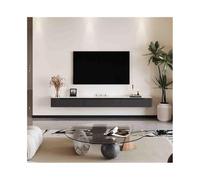 Console Média Meuble TV flottant, meuble TV mural moderne, console multimédia avec portes rabattables et 2 tiroirs, centre de divertissement flottant en chêne Centre de divertissement(Dark Gray,220x24