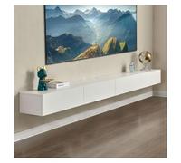 Console Média Meuble TV Flottant Moderne avec 2 tiroirs et 2 Portes, Console TV Murale 78,7''/86,6'', étagère sous TV avec Rangement for Salon Chambre, Blanc Centre de Divertissement(Moyen)