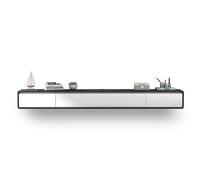 Console Média Meuble TV Flottant Mural, Centre de Divertissement Flottant en Bois avec Porte Rabattable avec 2 tiroirs, Meubles de Salon de Style Moderne, Bois d'hévéa Centre de Divertissement(160cm)