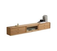 Console Média Meuble TV flottant mural, unité TV flottante en chêne, tiroir à deux niveaux et porte en verre rabattable, console multimédia moderne sous les téléviseurs, gain de place Centre de divert