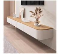 Console média Murale, Support TV Flottant, Support TV dans Le Salon et la Chambre, Console TV Entertainment Center avec casiers et Portes battantes(Natural,200cm)