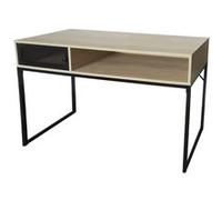 Console meuble de bureau coloris naturel/noir - Longueur 120 x Profondeur 39.5 x Hauteur 75 cm -JUANIO- Noir G