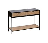 PEGANE Console, Meuble de Console avec 2 tiroirs en Bois Coloris Marron, Noir - Longueur 110 x Profondeur 35 x Hauteur 75 cm
