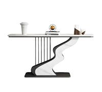 Console Meuble Étroite avec Plateau en Pierre Haut de Gamme Style Nordique Moderne et Simple, Demi Lune Décorative pour Entrée, Salon ou Couloir(White,120 * 30 * 80cm)