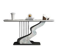Console Meuble Étroite avec Plateau en Pierre Haut de Gamme Style Nordique Moderne et Simple, Demi Lune Décorative pour Entrée, Salon ou Couloir(Green,100 * 30 * 80cm)