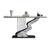 Console Meuble Étroite avec Plateau en Pierre Haut de Gamme Style Nordique Moderne et Simple, Demi Lune Décorative pour Entrée, Salon ou Couloir(Gray,100 * 30 * 80cm)
