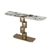 Console Meuble Étroite de Luxe avec Plateau en Pierre Rangement Intégré et Coins Arrondis pour Entrée Chambre Salon, Idéale pour la Décoration Intérieure(120 * 30 * 80cm)