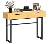 Console meuble - HOMCOM - étroite - 2 tiroirs - cadre en métal, sans poignées - panneau de particules - 110x35x76,5cm - bois naturel