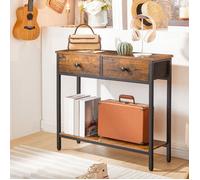 Console Meuble - HOOBRO - Table d'Entrée - 2 Tiroirs en Tissu - Marron Rustique - Vintage