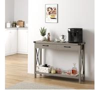 Console Meuble - SALUT- Table d'Entrée - 2 Tiroirs en BOIS- GRIS - Vintage-Table d'appoint rectangulaire-110X30X80CM
