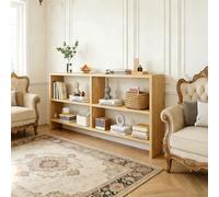 Console Meuble, Tables Consoles Étroites Largeur, Console avec Trou De Filetage Réservé Et Meuble sur Pied, Design Inclinable, Table D'Entrée pour Salon, Chambre, Bois Naturel, 150x22x86cm