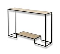 Console moderne 2 niveaux décor chêne L120cm - Décor bois chêne - 120 cm X 30 cm X 80 cm - CALICOSY