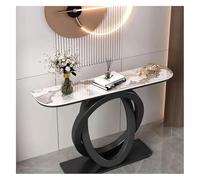 Console Moderne avec Base Géométrique, Table D'entrée, Table De Canapé Longue Et Étroite, Table D'appoint Contemporaine, Plateau en Ardoise, pour Salon, Entrée, Couloir(Black-B,150x30x80cm)