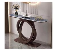 Console Moderne avec Base Géométrique, Table D'entrée, Table De Canapé Longue Et Étroite, Table D'appoint Contemporaine, Plateau en Ardoise, pour Salon, Entrée, Couloir(Brown-C,80x30x80cm)