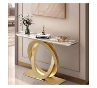 Console Moderne avec Base Géométrique, Table D'entrée, Table De Canapé Longue Et Étroite, Table D'appoint Contemporaine, Plateau en Ardoise, pour Salon, Entrée, Couloir(Gold-B,150x30x80cm)