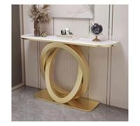 Console Moderne avec Base Géométrique, Table D'entrée, Table De Canapé Longue Et Étroite, Table D'appoint Contemporaine, Plateau en Ardoise, pour Salon, Entrée, Couloir(Gold-A,120x30x80cm)