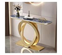 Console Moderne avec Base Géométrique, Table D'entrée, Table De Canapé Longue Et Étroite, Table D'appoint Contemporaine, Plateau en Ardoise, pour Salon, Entrée, Couloir(Gold-C,80x30x80cm)