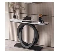 Console Moderne avec Base Géométrique, Table D'entrée, Table De Canapé Longue Et Étroite, Table D'appoint Contemporaine, Plateau en Ardoise, pour Salon, Entrée, Couloir(Black-A,120x30x80cm)