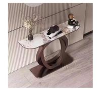 Console Moderne avec Base Géométrique, Table D'entrée, Table De Canapé Longue Et Étroite, Table D'appoint Contemporaine, Plateau en Ardoise, pour Salon, Entrée, Couloir(Brown-B,150x30x80cm)