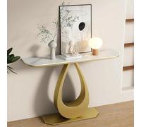 Console Moderne avec Plateau en marbre et Base en métal for entrée, Table d'appoint étroite derrière Le Couloir, Table d'appoint for Petit Espace, Salon(Gold,80cm/31.5in)