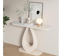Console Moderne avec Plateau en marbre et Base en métal for entrée, Table d'appoint étroite derrière Le Couloir, Table d'appoint for Petit Espace, Salon(White,80cm/31.5in)