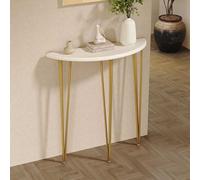 Console moderne du milieu du siècle - Design élégant en bois avec pieds robustes en métal - Idéale pour la décoration d'une entrée ou d'un salon, offrant des solutions de rangement et une or