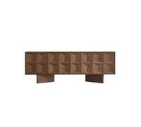 Console Multimédia Moderne 200cm Armoire de Rangement en Bois Massif Fini Noix, Pôle Divertissement Salon Rustique pour Hôtels & Hébergements pour Le Salon Chambre à Coucher