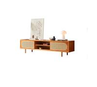 Console Multimédia Moderne 200cm Noyau Loisirs Mixte Bois/Rotin, Meuble Stockage Épuré pour Hôtels & Locations Saisonnières pour Le Salon Chambre à Coucher