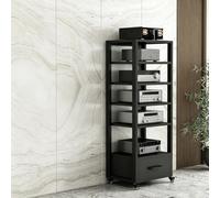 Console multimodulaire avec tiroirs, rack stéréo pour équipements AV | Stockage multi-niveaux, longueur intérieure ajustable, tiroirs intégrés(Black,B 23.6x15.7x55.1in)