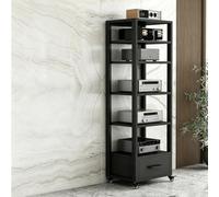 Console multimodulaire avec tiroirs, rack stéréo pour équipements AV | Stockage multi-niveaux, longueur intérieure ajustable, tiroirs intégrés(Black,A 23.6x15.7x63.4in)
