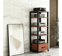 Console multimodulaire avec tiroirs, rack stéréo pour équipements AV | Stockage multi-niveaux, longueur intérieure ajustable, tiroirs intégrés(Teak,A 23.6x15.7x55.1in)