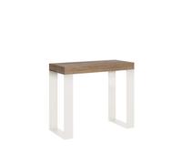 Console murale extensible Tecno Chêne Nature cadre Blanc - Tecno - 90x40/300 cm - 14 personnes - Aspect bois