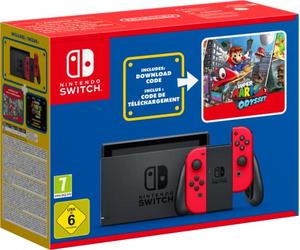 Console Nintendo Switch avec une paire de Joy-Con rouges + 1 code de téléchargement pour Super Mario Odyssey