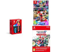 Console Nintendo Switch (Modèle OLED) avec Manettes Joy-Con Bleu Néon/Rouge Néon + Mario Kart 8 Deluxe + Pass circuits additionnels [DLC] (Code de téléchargement)